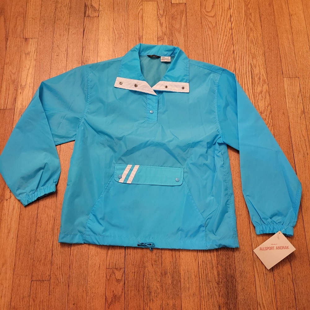 Eddie Bauer M Allsport Anorak‎ Windbreaker Blue Vintage Lightweight Rain Jacket